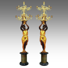 Bougeoir Statue Femmes Chandelier Bronze Sculpture Tpch-045 &amp; 046